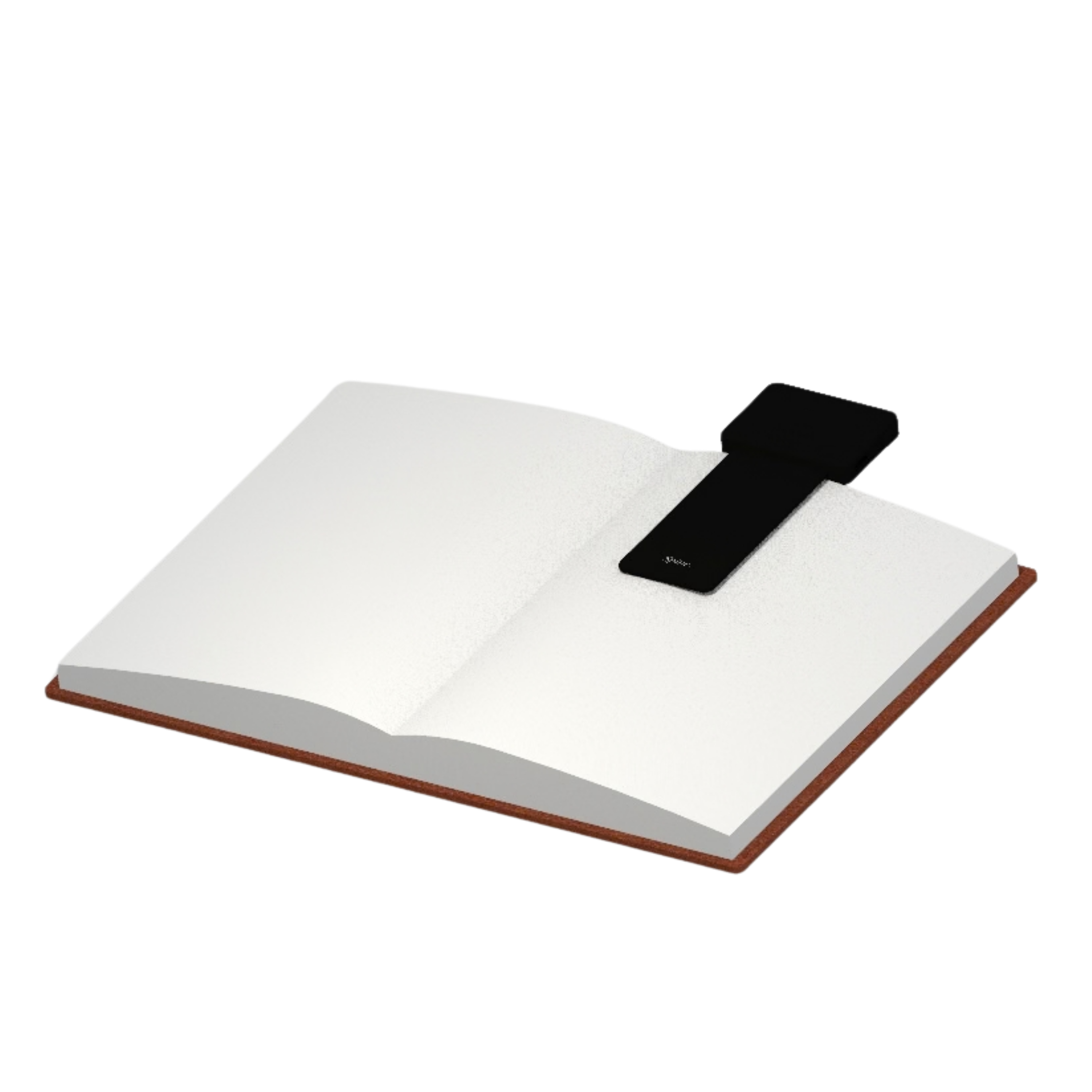 Spine bookmark sitting in an open book